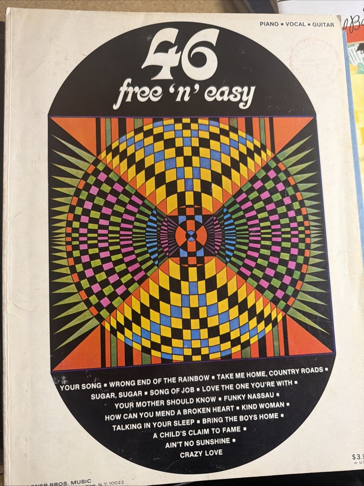 1970’s Classic Hits Songbook 46 Free &lsquo;n&rsquo; Easy Piano Vocal Guitar Very Good Cond