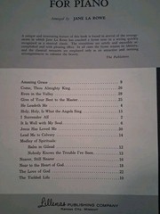 Meditations for Piano. Hymn Transcriptions. Arr. by Jane La Rowe