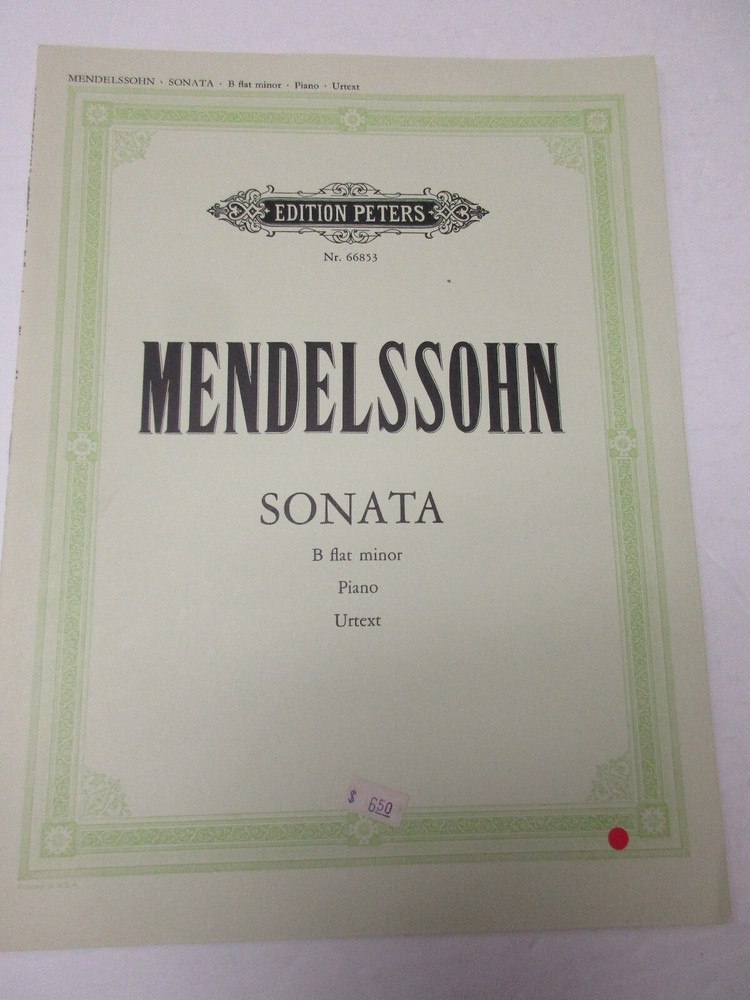 Mendelssohn Sonata B Flat Minor Piano Solo Sheet Music Edition Peters Urtext