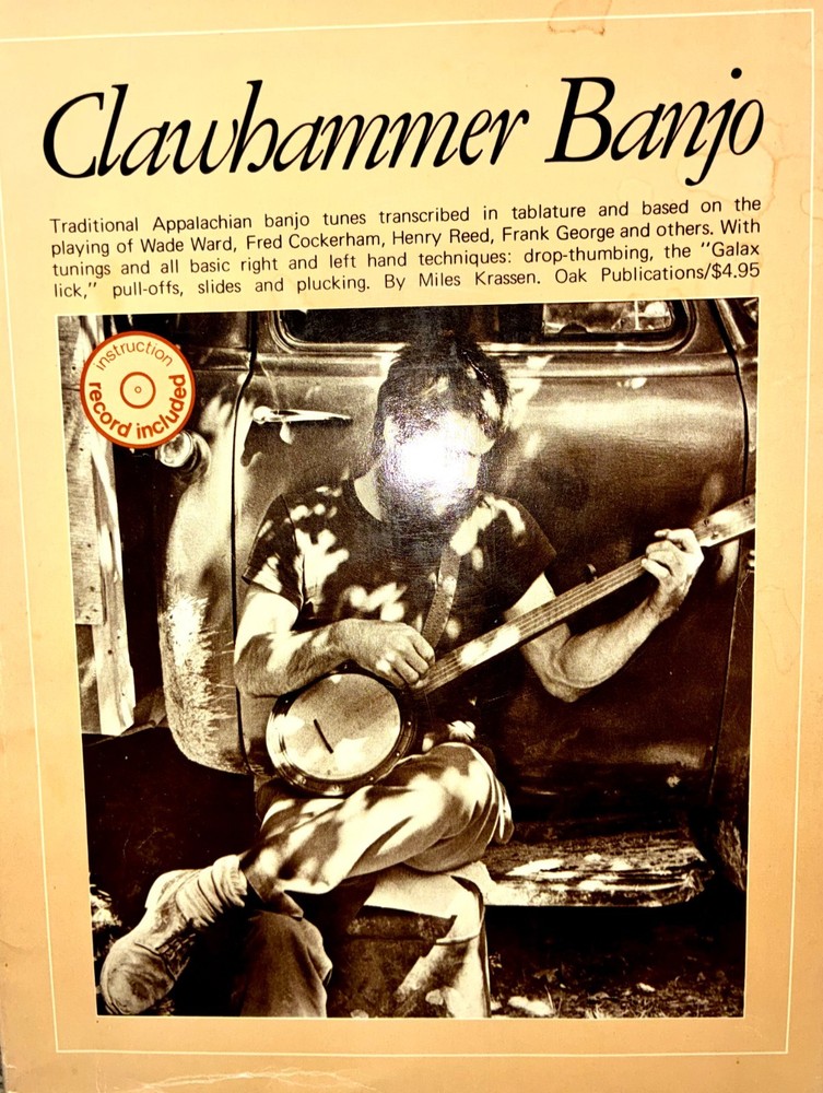 Clawhammer Banjo Miles Krassen 1974 Oak Publications Tablature Book w/Flexi