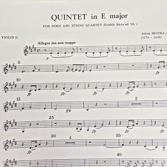 Anton Reicha Quintet in E Op 106 Horn String Quartet Music Score Parts Vintage