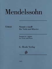 Mendelssohn Sonata C Minor for Viola & Piano Henle Urtext Sheet Music Book