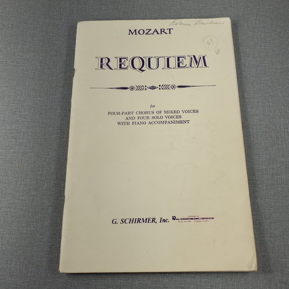Mozart Requiem Sheet Music Four-Part Chorus & Solo with Piano