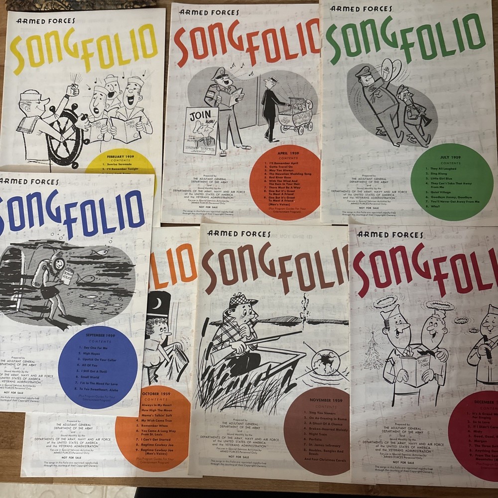 Armed Forces Song Folio Lot of 8 1959