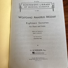 Schirmer’s Library Musical Classics MOZART EIGHTEEN SONATAS FOR PIANO & VIOLIN