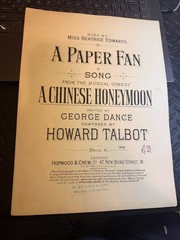 BB 1901 Musical Comedy sheet music A CHINESE HONEYMOON ‘A Paper Fan’