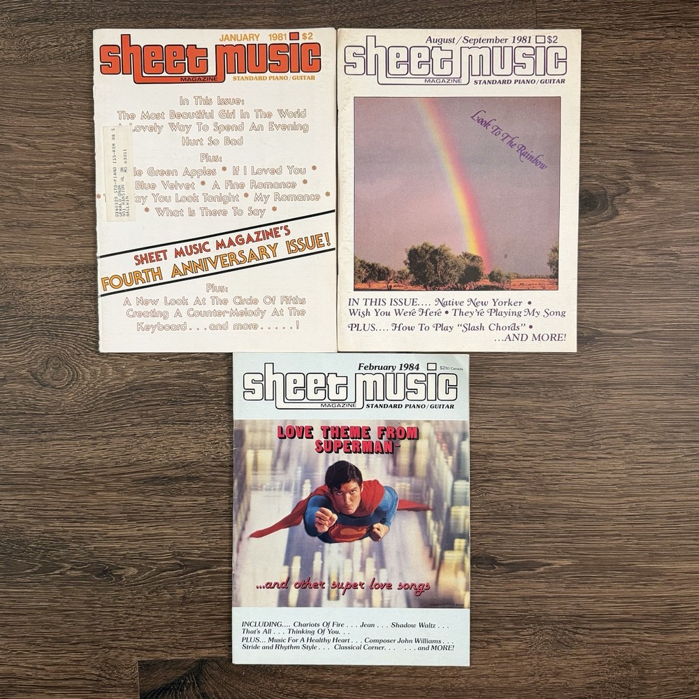 Vintage Sheet Music Magazine Lot 3 1981 1984 Piano Guitar Superman