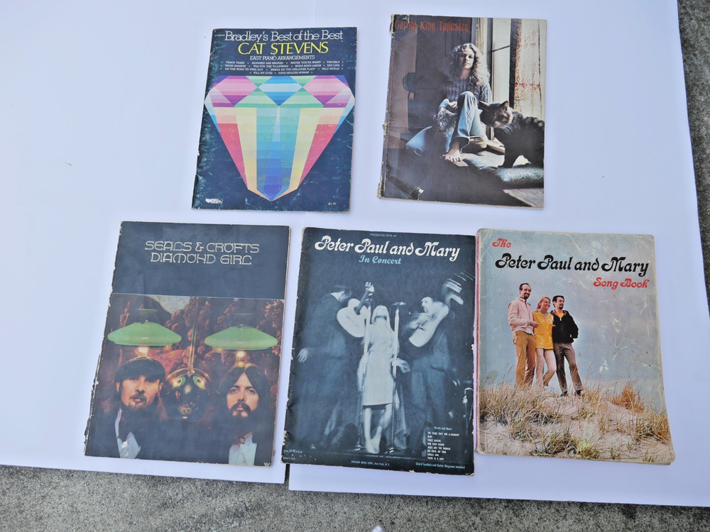 5 Songbooks Cat Stevens, Seals and Crofts, Carole King, Peter Paul and Mary