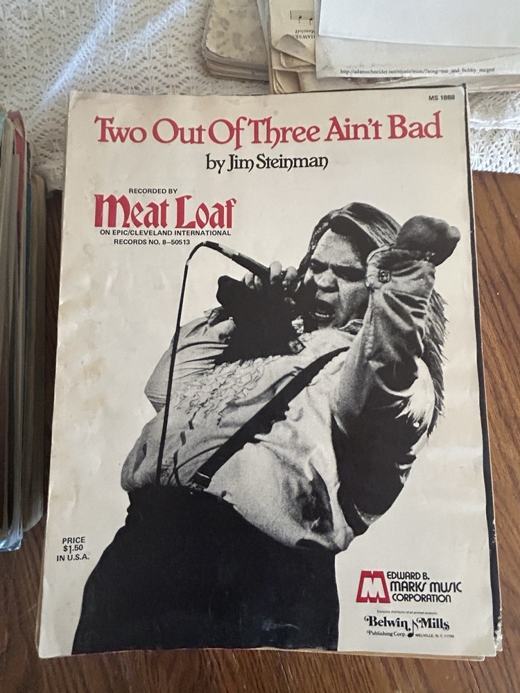 Meat Loaf – Two out of Three ain&rsquo;t bad – Sheet Music Jim Steinman Lyrics