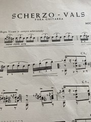 Vintage Miguel Llobet Scherzo Vals Very Rare Classical guitar Sheet Music Score