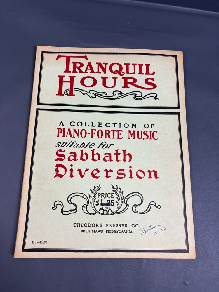 Vintage Tranquil Hours Piano Forte Music Book Theodore Presser 1901 Sabbath Dive