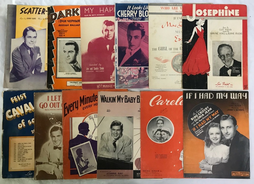 VTG Sheet Music Josephine Dark Eyes Feist Cavalcade Walkin Baby Home Lot of 12