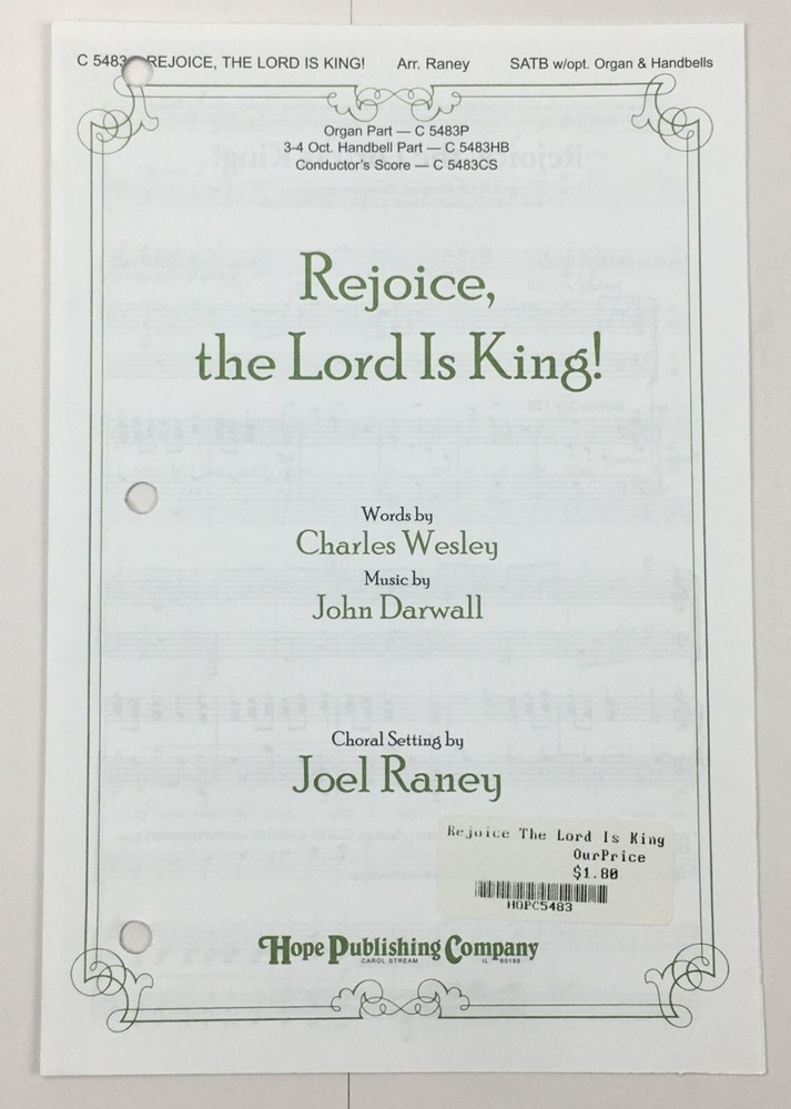 Rejoice The Lord Is King SATB Choral Piano Sheet Music by Joel Raney Hope Pub