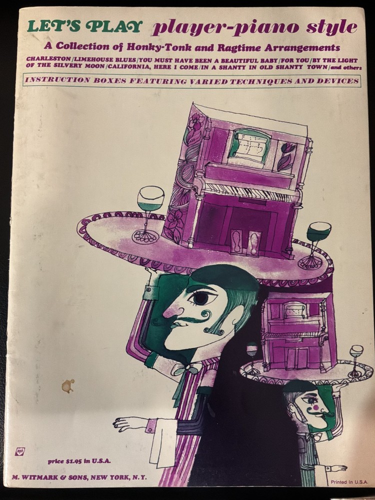 Let&rsquo;s Play Player Piano Style Honky Tonk Ragtime Witmark Songbook Vintage