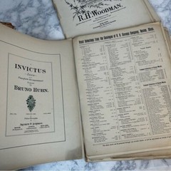 Vintage early 1900’s sheet music Morning Star, Invictus piano arrangements Paper