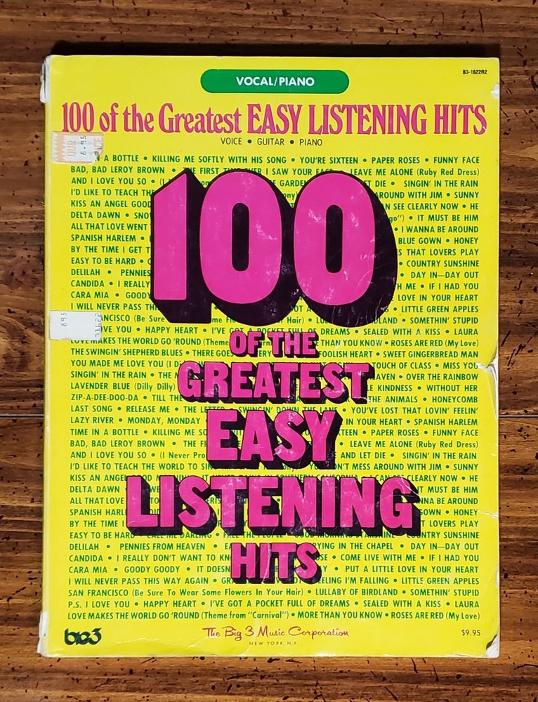100 Greatest Easy Listening Hits Sheet Music Song Book Vintage