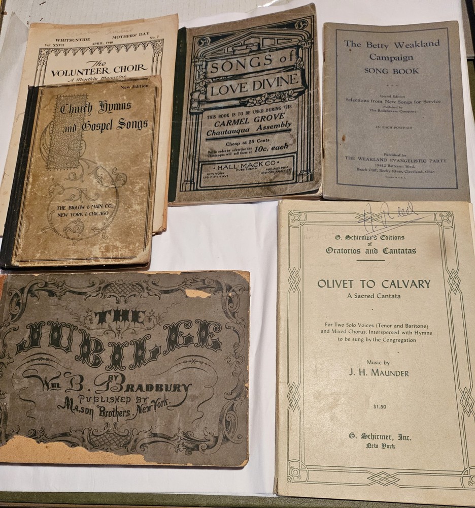 Lot 5 Books Sacred/Church Music, Hymns & Gospel Songs & 5 Booklets, 1858-1940&rsquo;s