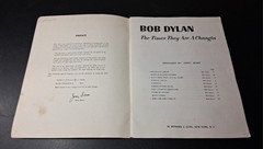 1963 Bob Dylan Songbook « The Times They Are A Changin » Song Book Chords