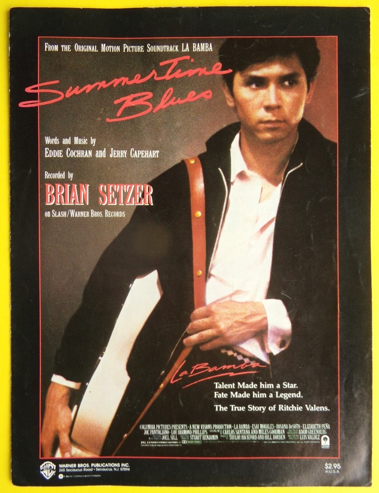 Summertime Blues Sheet Music Piano La Bamba Movie Soundtrack Theme WB USA SELLER