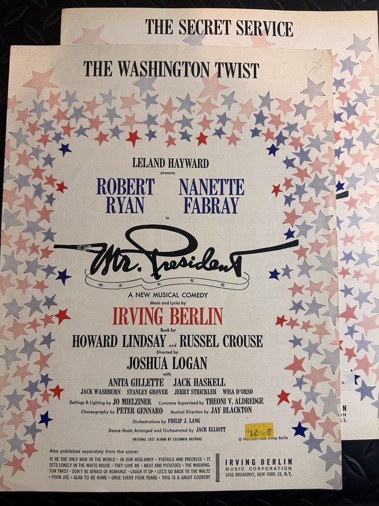 P 1962 IRVING BERLIN musical sheet music from MR. PRESIDENT 2-pack