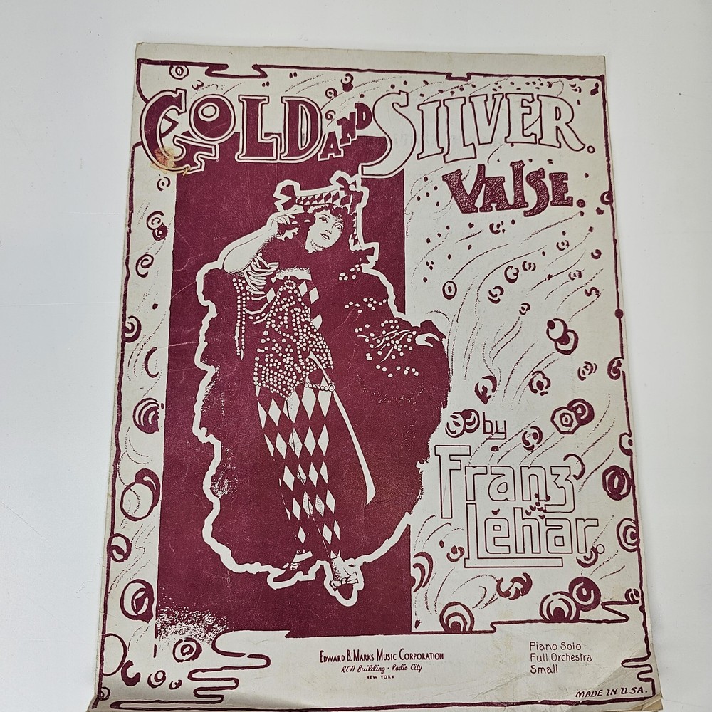 vintage sheet music « GOLD and SILVER VALSE » by FRANZ LEHAR 1932