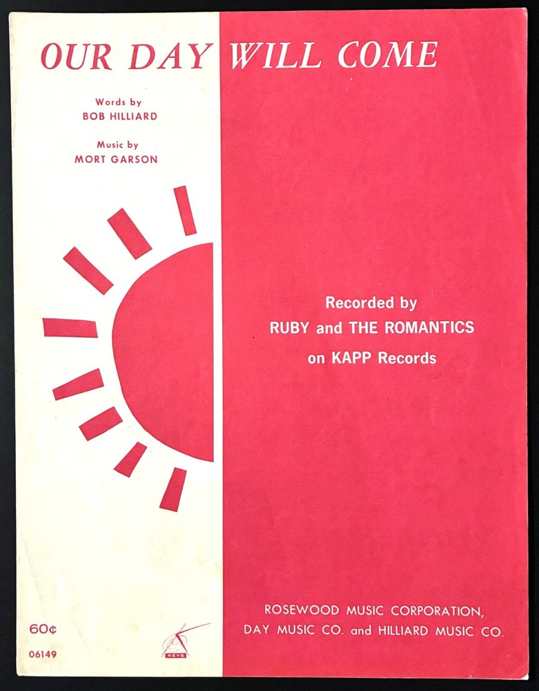 1963 RUBY & THE ROMANTICS « OUR DAY WILL COME » SHEET MUSIC – POP ROCK ERA GROUP