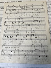 Vintage 1963 I Want To Hold Your Hand BEATLES SHEET MUSIC Duchess Guitar Piano