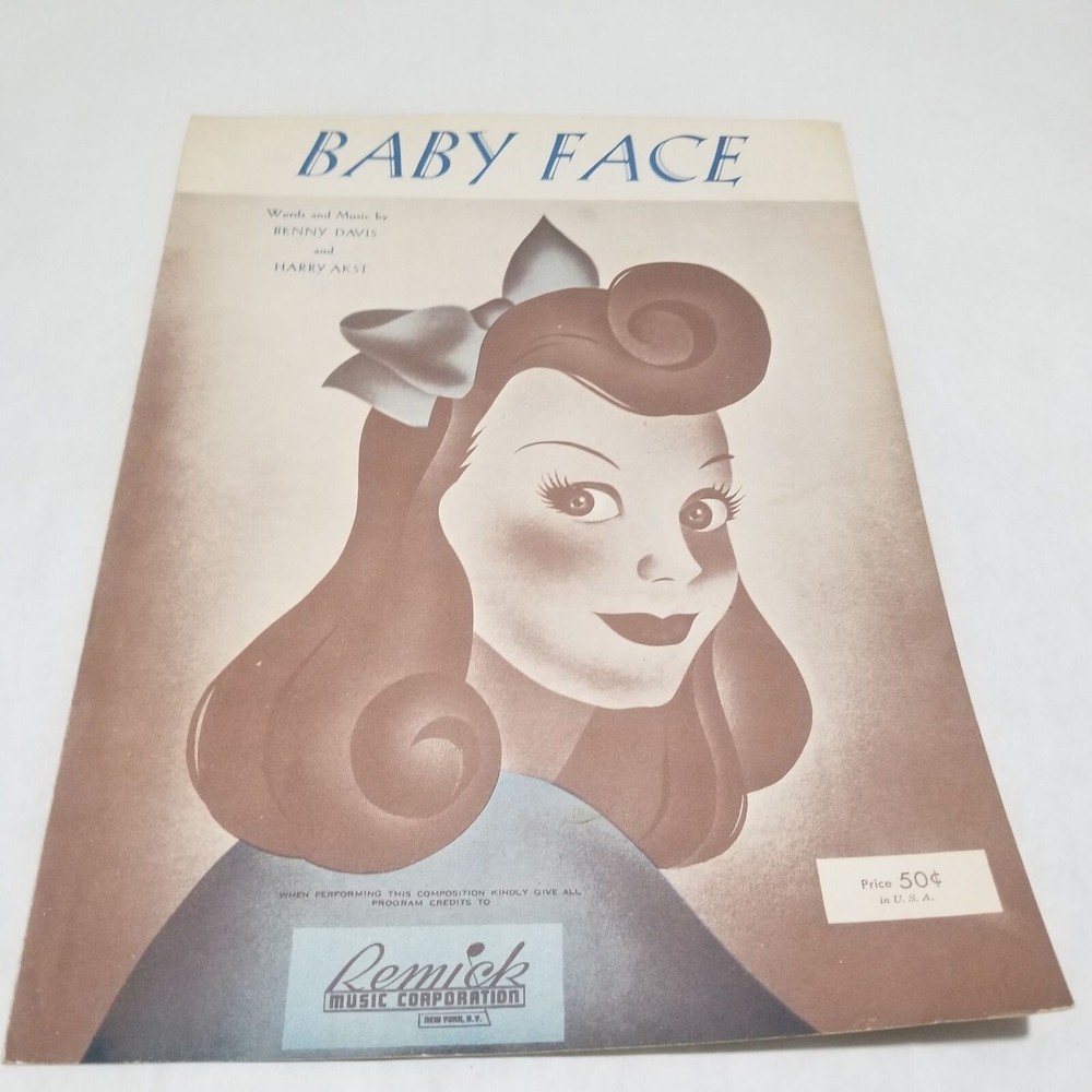 Baby Face by Benny Davis and Harry Akst 1926 Sheet Music