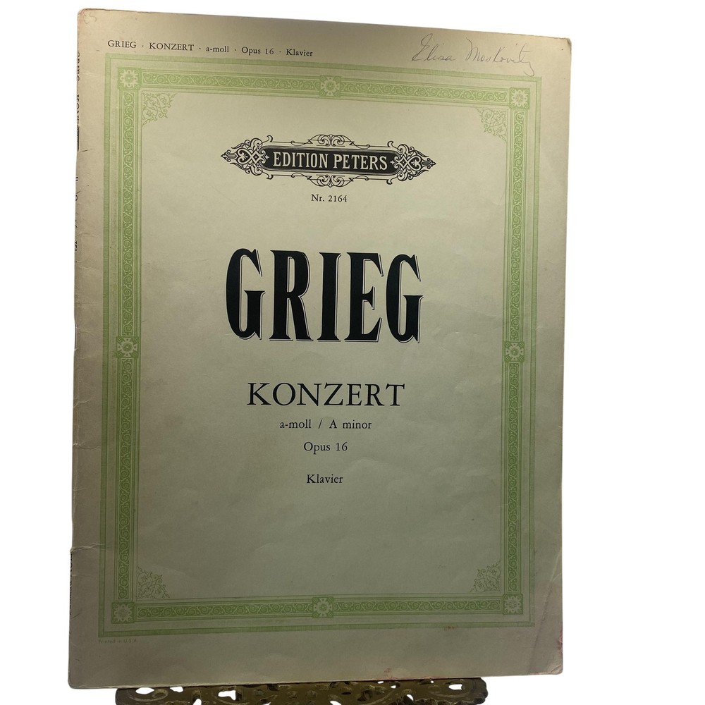 Vintage Edition Peters Grieg Piano Concerto Op 16 A Minor Piano Score Germany