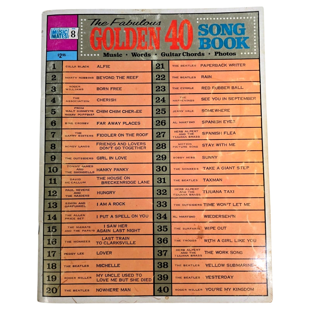 The Fabulous Golden 40 Song Book Piano Vocal Guitar Pop Music Photos Vintage