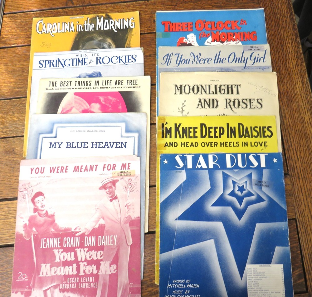 Lot of 10 Sheet Music 1920s Perry Como Star Dust Rudy Vallee My Blue Heaven
