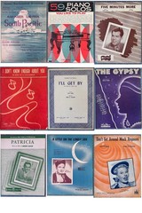 Vintage Sheet Music Lot | Retro Piano Songs for Junk Journals, Mixed Media Decor