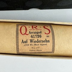 QRS Music Company Piano Roll 41726 Auf Wiedersehn (Till We Meet Again) Vintage