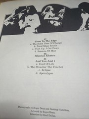 YES Close To The Edge Songbook Piano Guitar Lyrics Photos NO RECORD VG