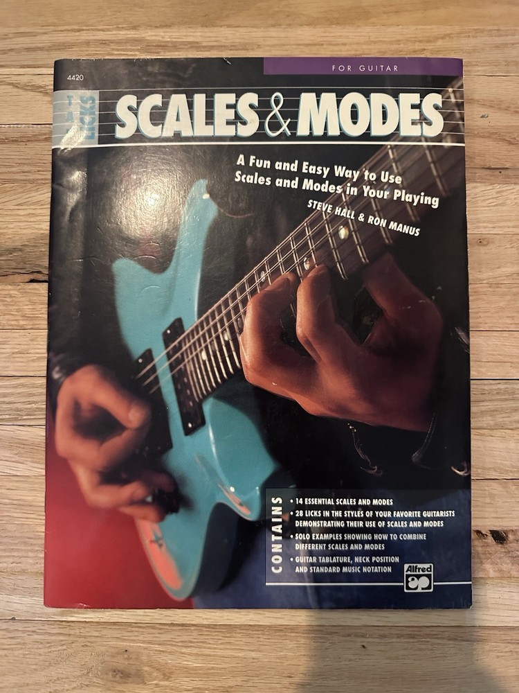 TAB LICKS: SCALES & MODES Steve Hall Guitar Tablature Tab Book Alfred 1991