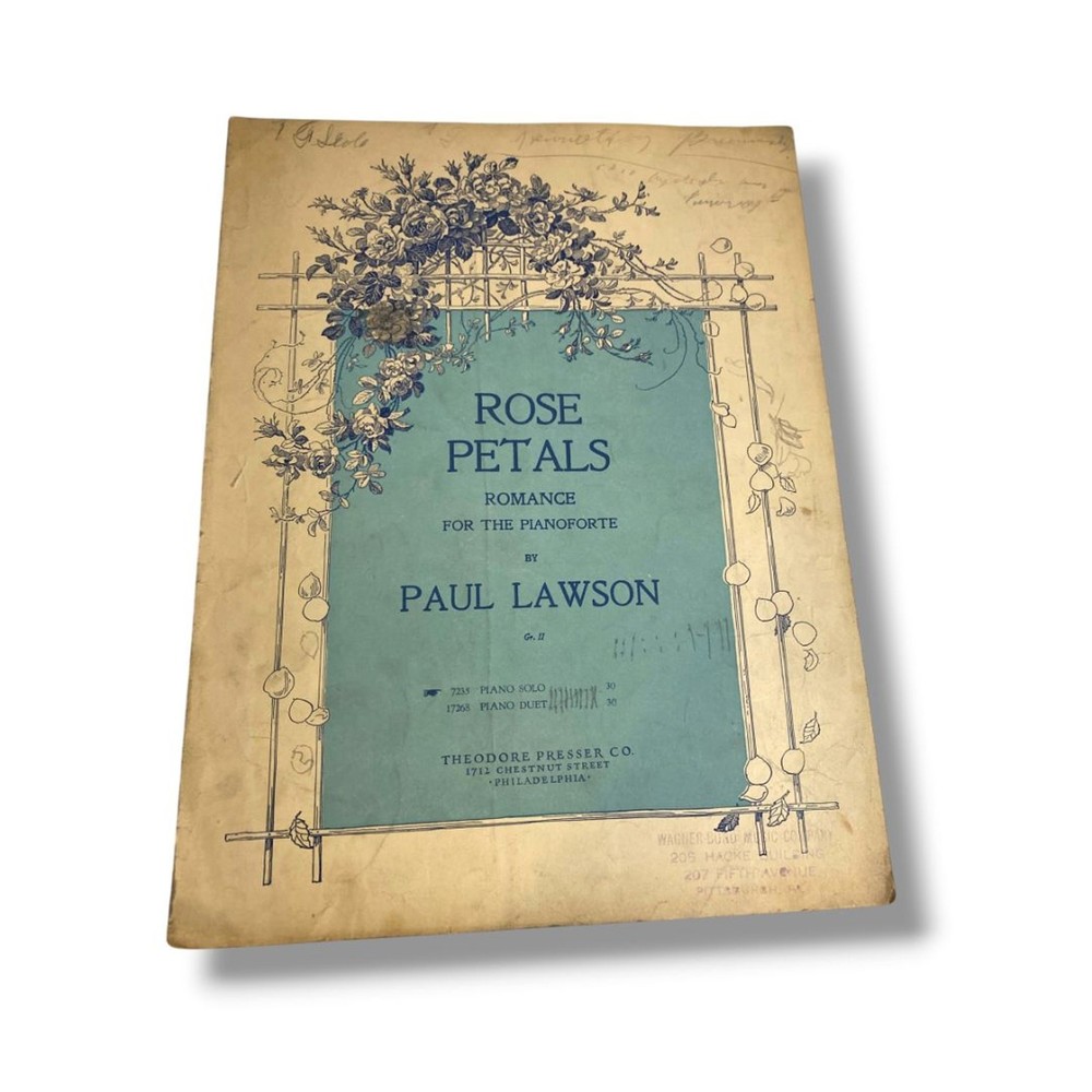 1908 Rose Petals Romance For the Pianoforte Paul Lawson Theodore Presser