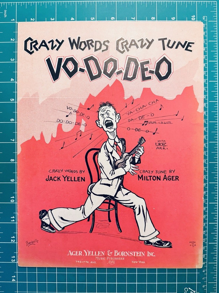 Vintage 1927 “Vo-Do-De-O (Crazy Words Crazy Tune)” Sheet Music Jack Yellen VG