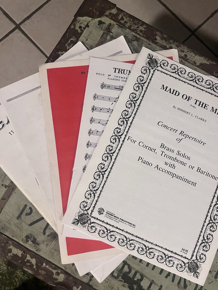 Lot Of 5 Trumpet (Brass) Solos with Piano Accompaniment Sheet Music Books