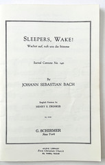 Bach Sleepers Wake Choral Works Vocal Score SATB Piano Organ German English