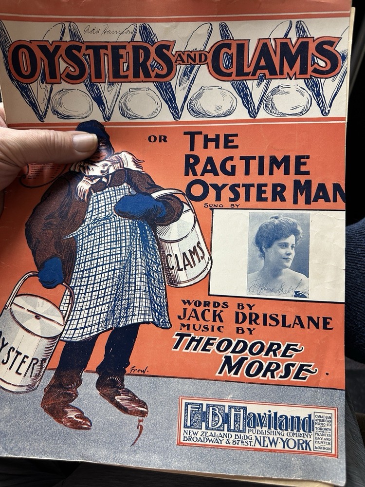 1904 11×14 Ragtime sheet music OYSTERS AND CLAMS/ RAGTIME OYSTER MAN