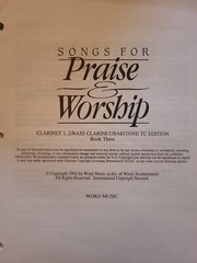 Songs for Praise and Worship Instrumental Hymnal  Clarinet 1, Baritone, Bass Cla