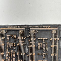 Antique Metal Printing Press Plate Sheet Music Green Hill Hymn 4 x 7