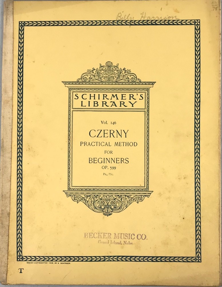 Schirmer&rsquo;s Library – Volume 146 CZERNY Practical Method for Beginners OP. 599
