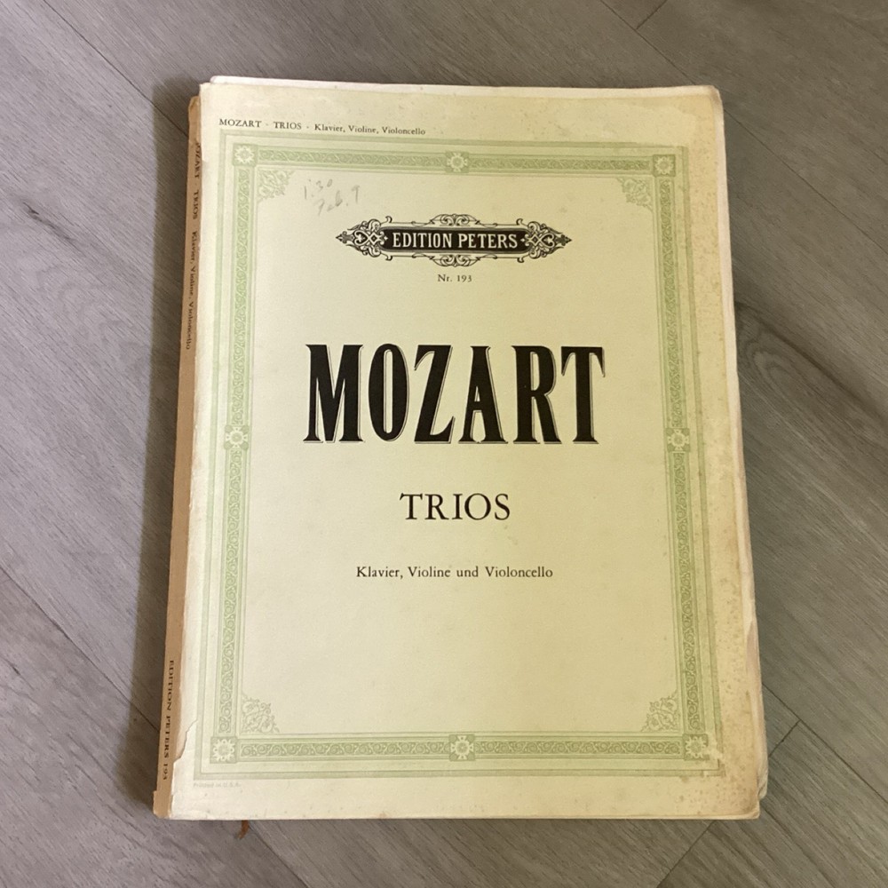 Edition Peters Mozart Trios Piano Violin Cello Collection Full Score Classical