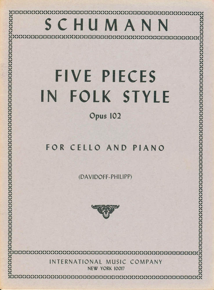 Schumann Five Pieces In Folk Style Op 102 Sheet Music Cello Piano 1954 Davidoff