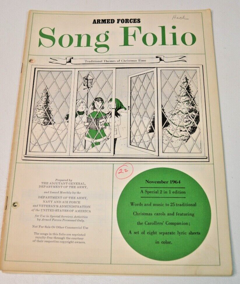 1964 Vtg Armed Forces Song Folio Christmas Sheet Music Song Book & Lyric Sheet