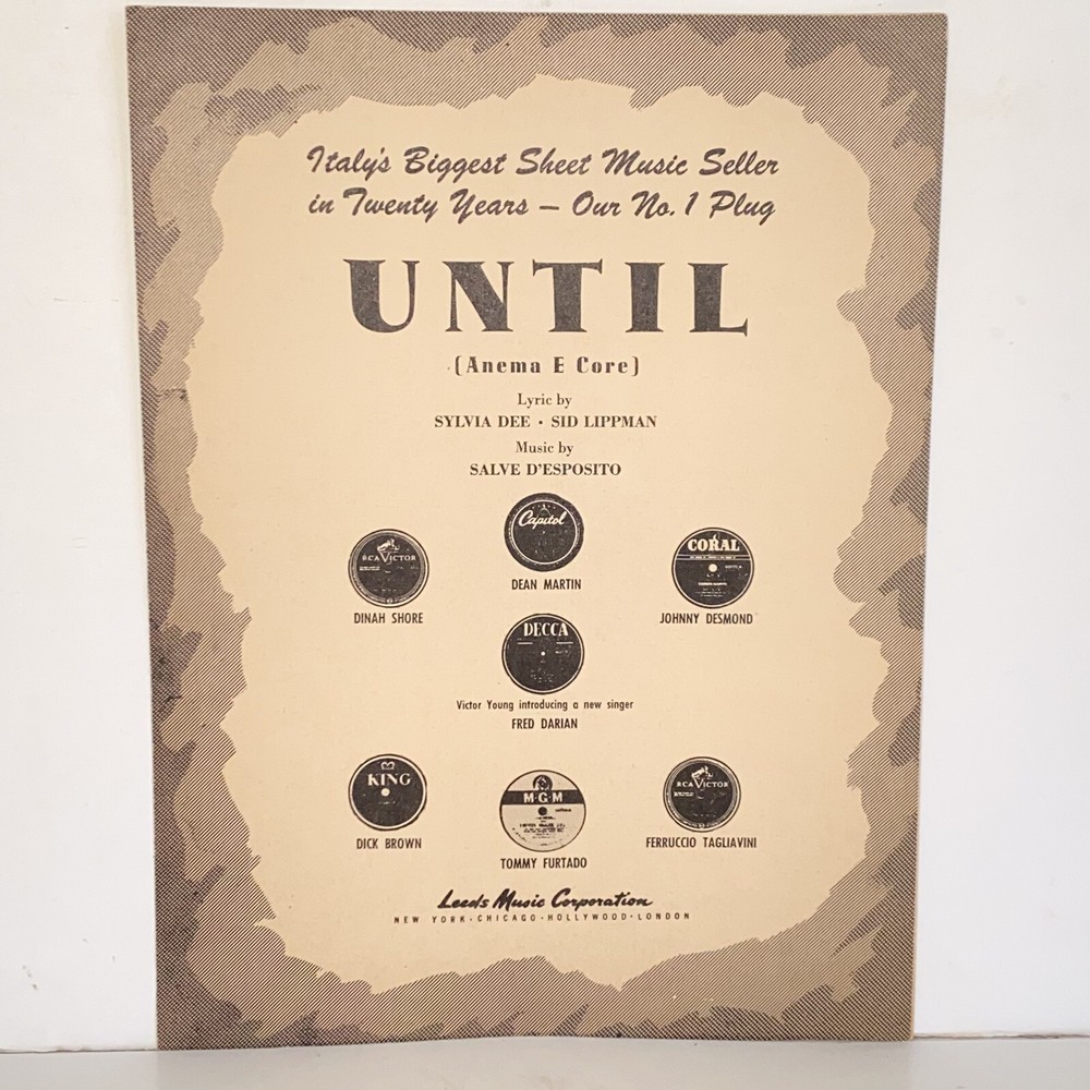 Vintage 1952 Until Sheet Music for Piano Guitar Uke Vocal