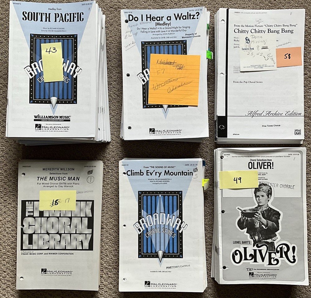Lot Of 6 SATB Choral Broadway/film Sheet Music Octavos Multiple copies Each GUC