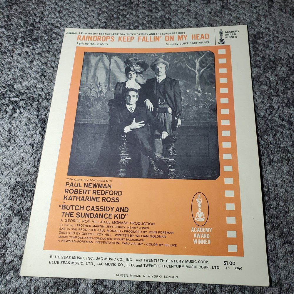Raindrops Keep Fallin&rsquo; On My Head Sheet Music from Butch Cassidy P/V/G Bacharach