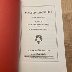 Master Choruses Mixed Voices Sacred Oliver Ditson Company 1933 Excellent Shape